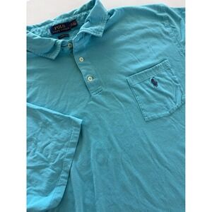 Polo Ralph Lauren Mens XXL Classic Fit Pocket Polo Shirt Turquoise Blue Cotton
